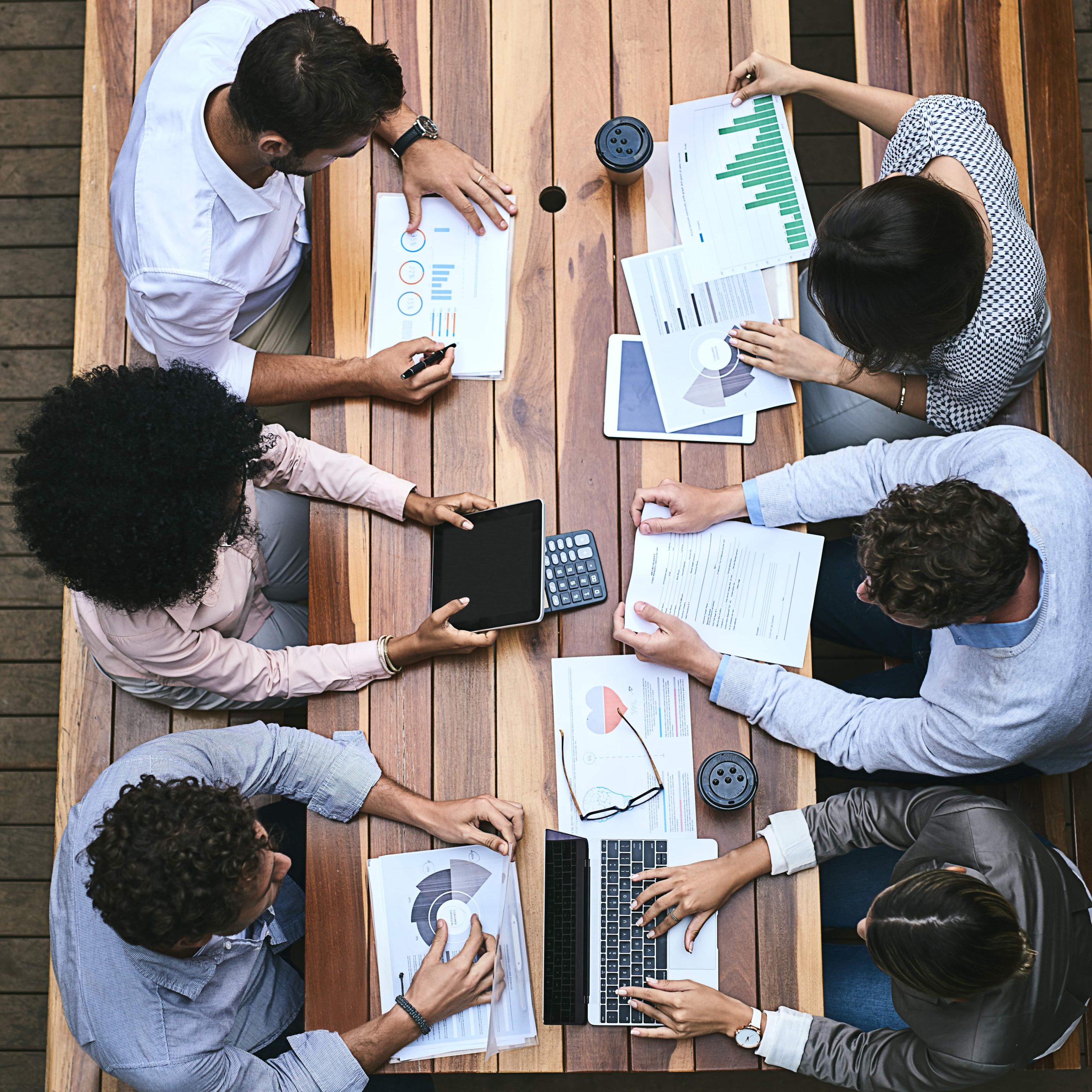 high angle shot of a team of businesspeople having 2023 11 27 04 59 34 utc min scaled